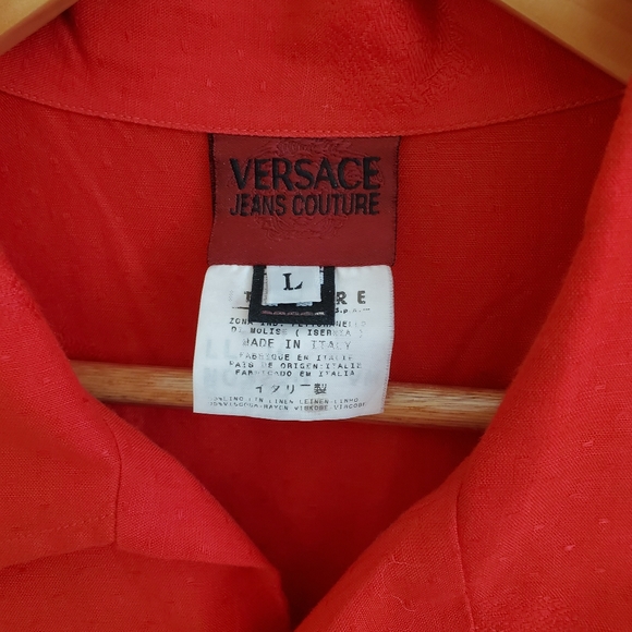 Gianni Versace Men's Red Short Sleeved Linen - Picture 3 of 7